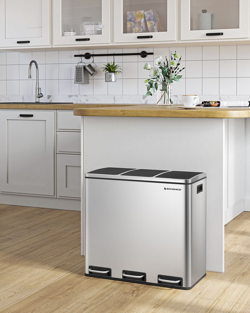 3 Compartments Dustbin | SONGMICS
