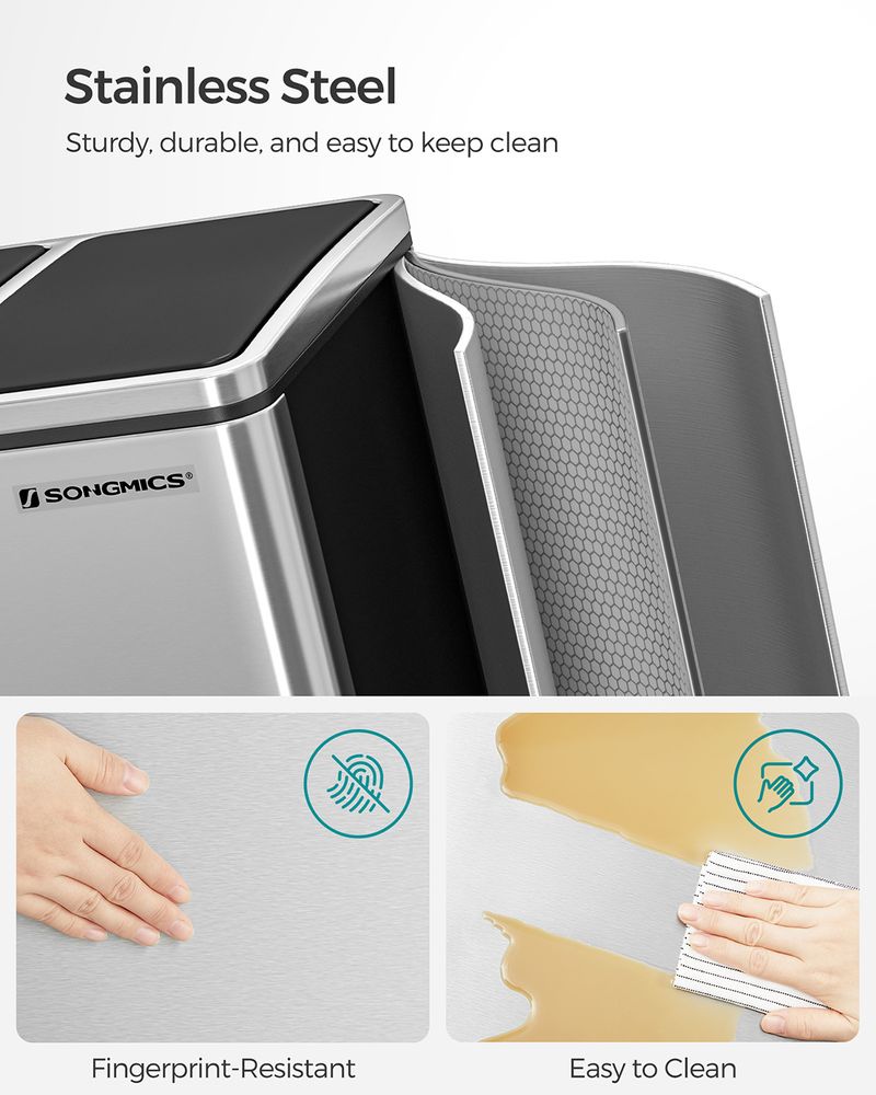 3 Compartments Dustbin | SONGMICS