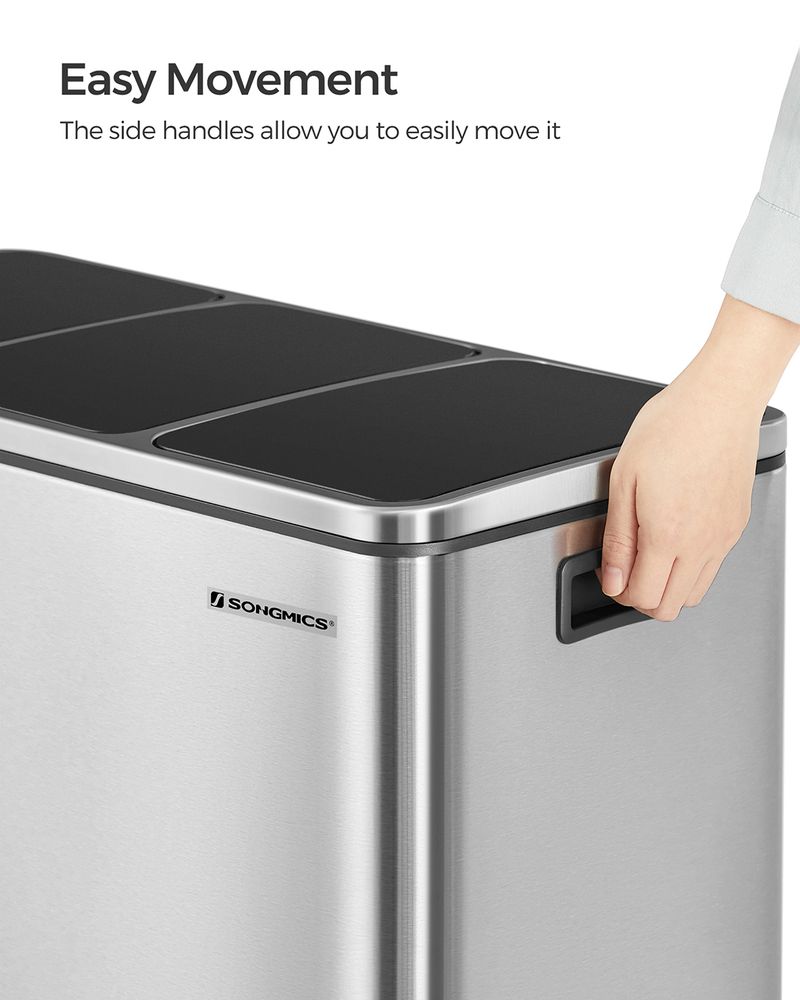 3 Compartments Dustbin | SONGMICS