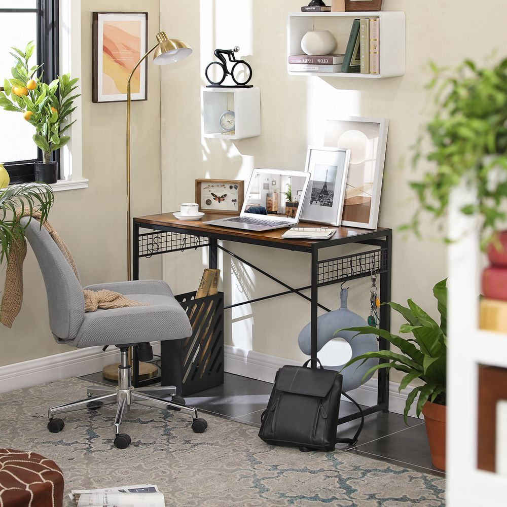 Computer Desk Folding Writing Desk With 8 Hooks | VASAGLE