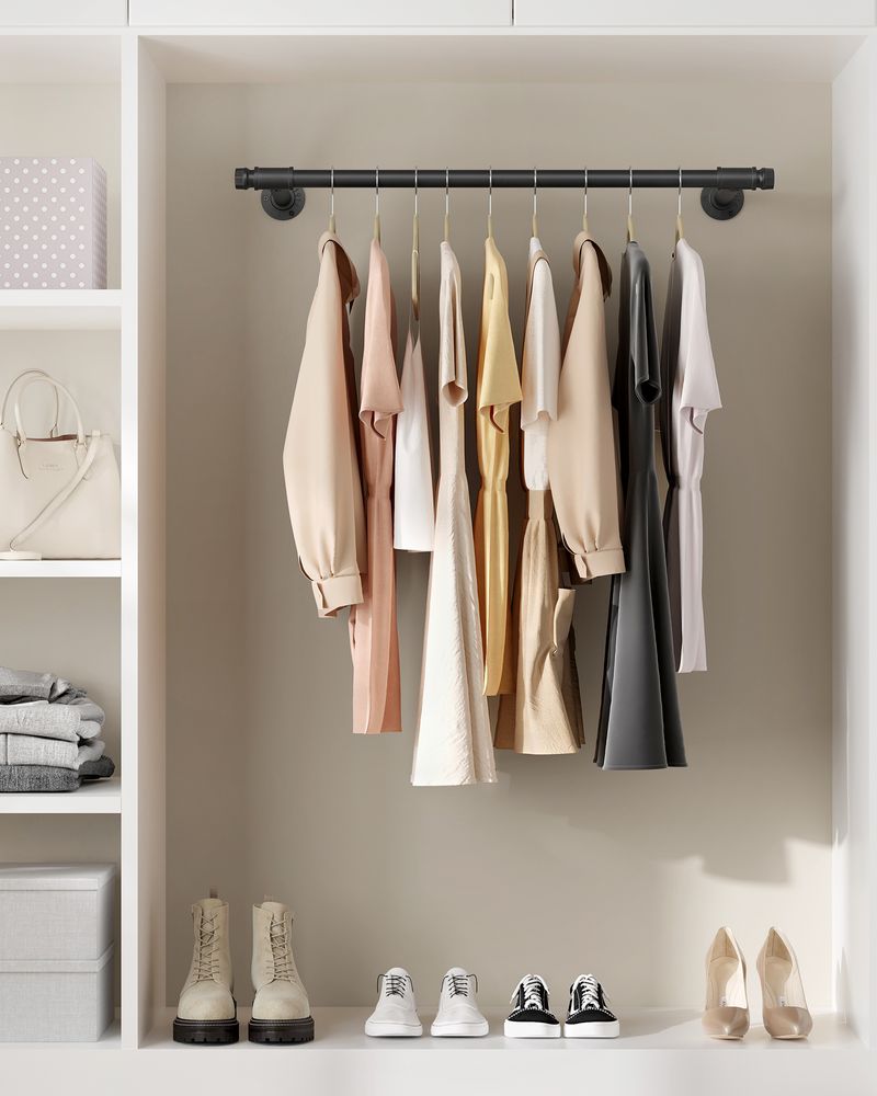 SONGMICS Wall-Mounted Steel Clothes Rail SONGMICS HOME