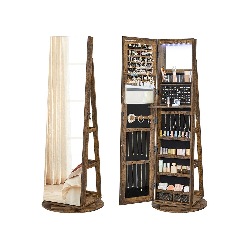 Shop Songmics Jewellery Cabinet with Wheels and LED Lighting