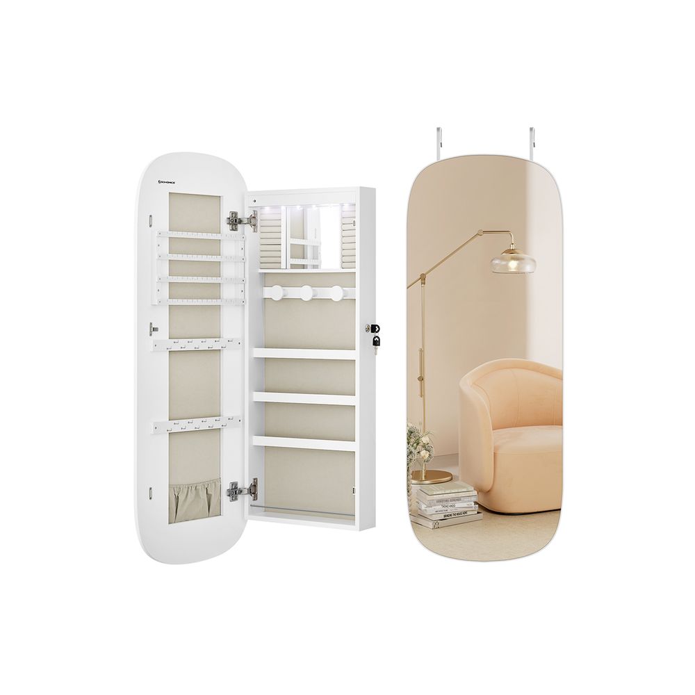 LED Lockable Rounded Wide Mirror Cabinet