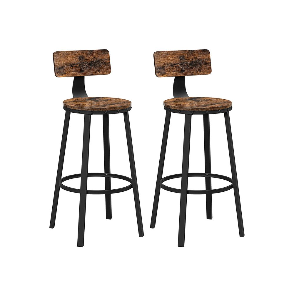 Set of 2 Tall Bar Stools VASAGLE