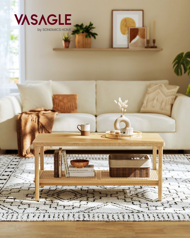 VASAGLE 2 Tier Coffee Table with Storage SONGMICS HOME