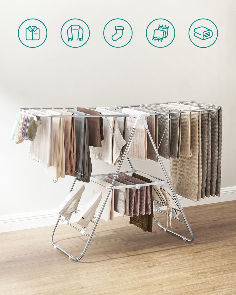 SONGMICS Clothes Drying Rack with Adjustable Shelves