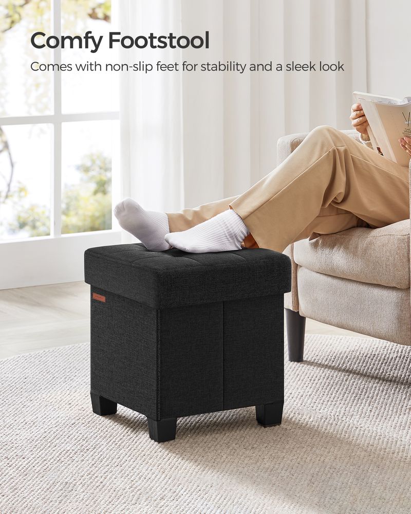 SONGMICS Foldable Storage Ottoman with Feet SONGMICS HOME