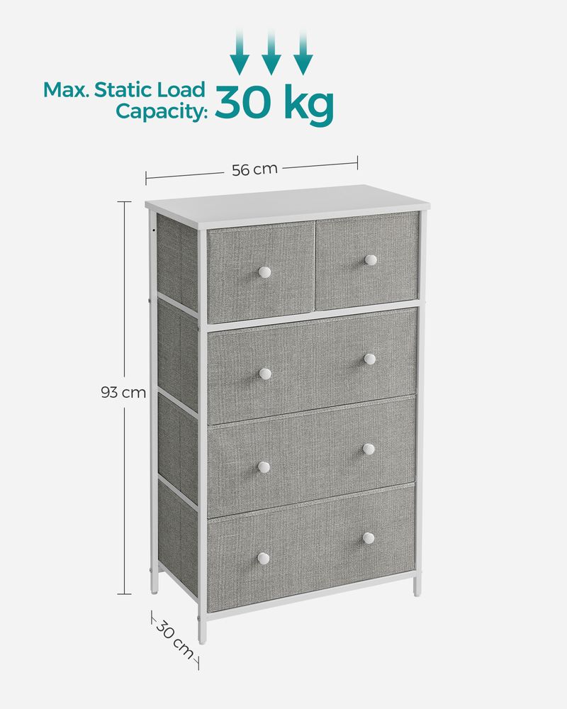 SONGMICS Chest of 5 Fabric Drawers SONGMICS HOME