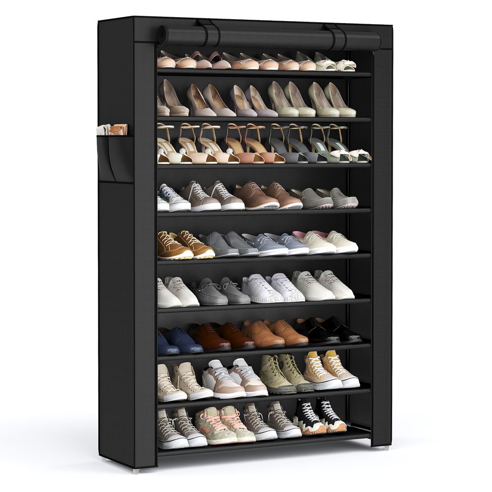 Black Enclosed Cabinet Organizer - Shoe Rack | SONGMICS