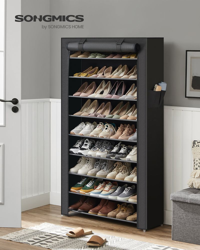 Black Enclosed Cabinet Organizer - Shoe Rack | SONGMICS
