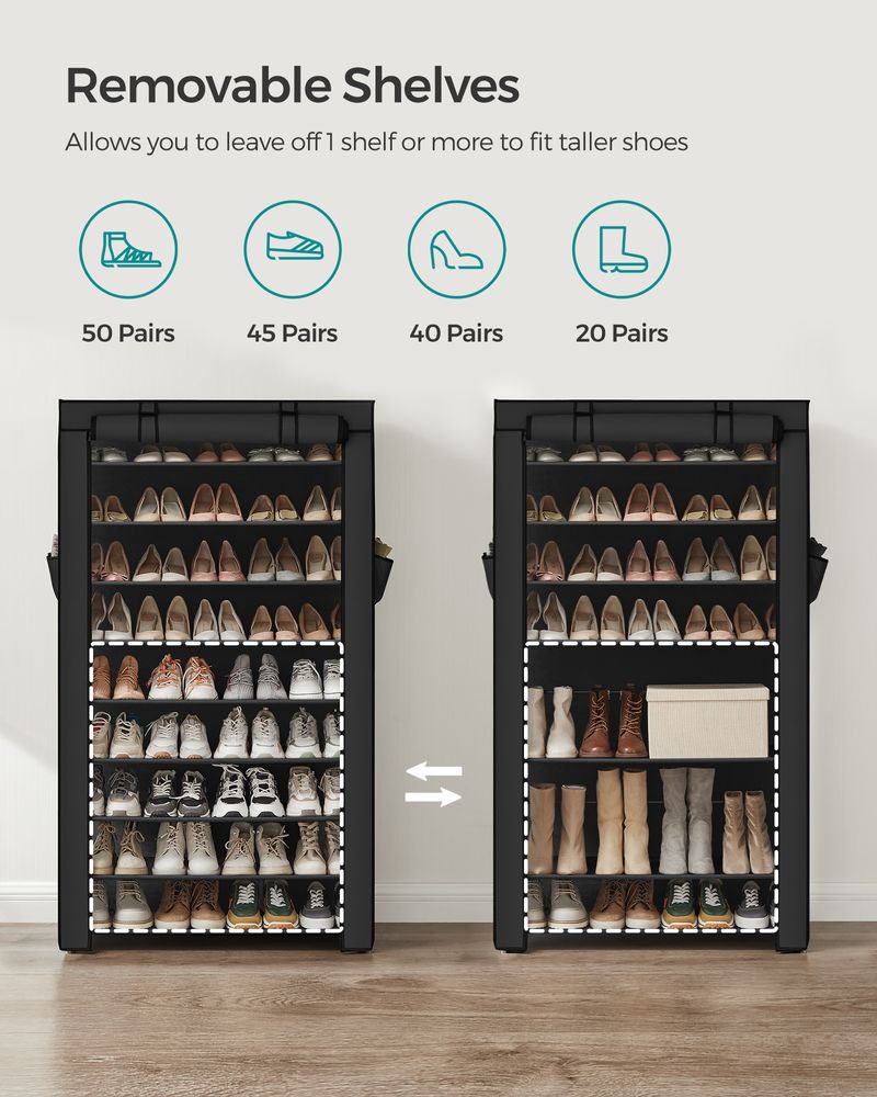 Black Enclosed Cabinet Organizer - Shoe Rack | SONGMICS