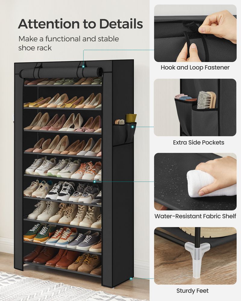 Black Enclosed Cabinet Organizer - Shoe Rack | SONGMICS