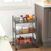 Grey Metal Storage Cart with 3 Basket for Kitchen