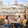 Standing Offset Patio Umbrella with Base Beige