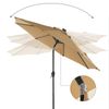Taupe Sun Umbrella with Solar-Powered Lights