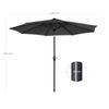 Grey Patio Large Sun Umbrella with Lights