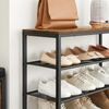 Industrial Rustic Brown Shoe Rack with Mesh Shelves