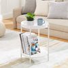 White Round Side Table with Movable Tray