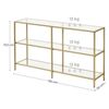 Gold Color 3-tier Glass Console Sofa Table