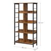 Industrial Brown 4-Layer Bookshelf with Compartment