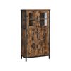 Rustic Brown Storage Cabinet with Glass Doors