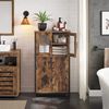 Rustic Brown Storage Cabinet with Glass Doors