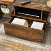 Brown TV Table with Drawer & Glass Shelf