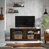 Industrial Brown & Black TV Stand with Storage Compartment