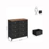 Rustic Brown & Black Dresser Unit with 8 Fabric Drawers