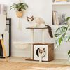 Rustic Brown Cat House with Removable Cushion