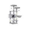 Large Grey Cat Tree Tower with Hammock & Pompoms