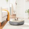 Grey Washable Round Dog Bed with Removable Cushion