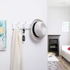 White Wall-Mounted Coat Rack with 4 Metal Hooks