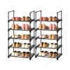 Set of 2 Black Shoe Storage Organiser with 5 Shelves
