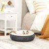 Grey Round Dog Bed with Washable Cover