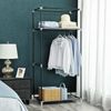 Grey Portable Closet with with Hanging Rail