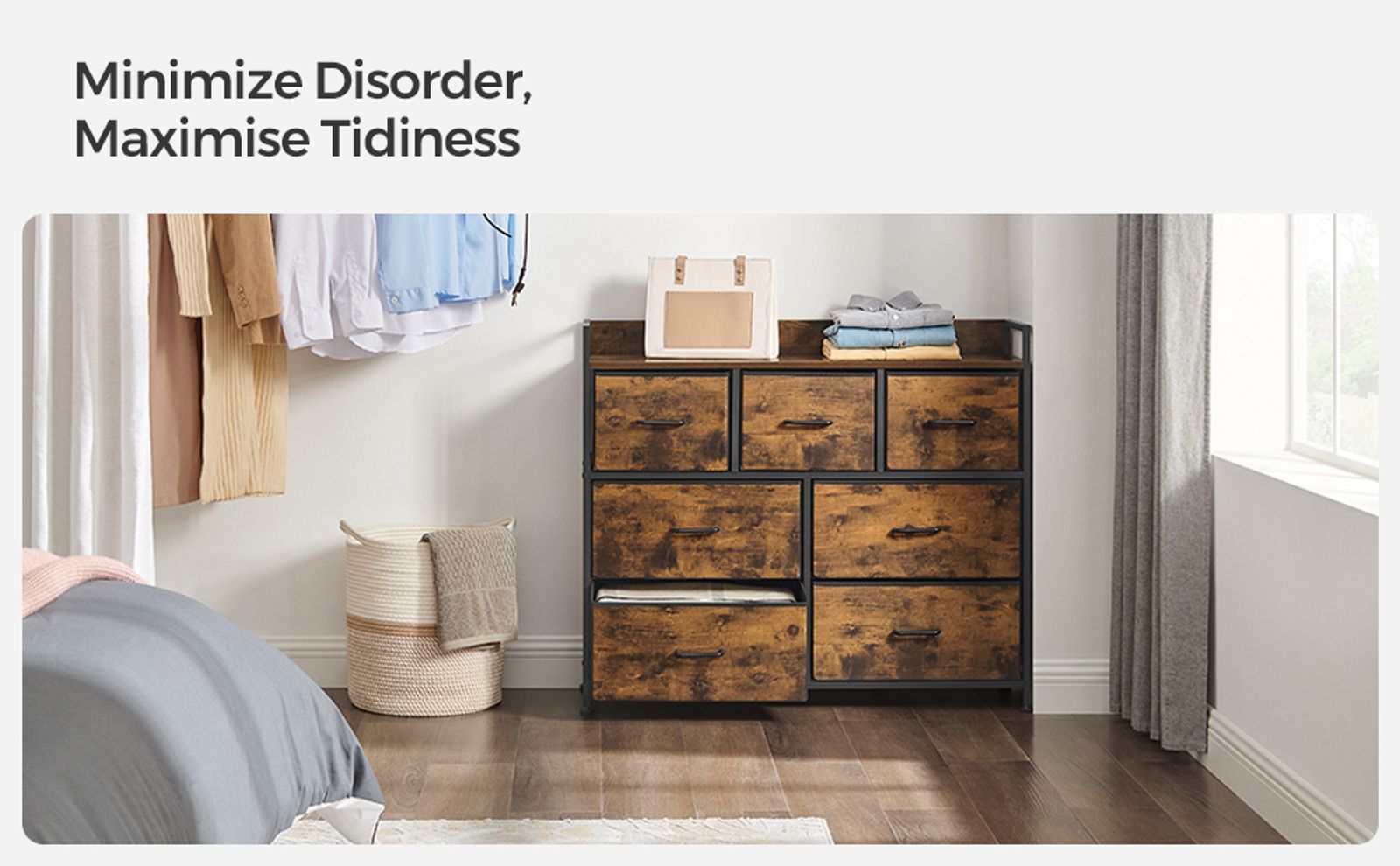 SONGMICS 8-Drawer Fabric Storage Dresser - Perfect For Bedroom, Closet & Dorm Organization