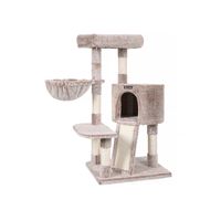 Light Brown Cat Tower with Scratching Post & Hammock