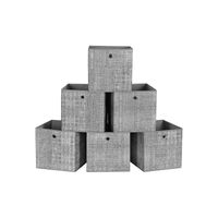 Set of 6 Grey Foldable Storage Organizer Cubes