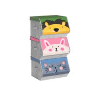 Set of 3 Stackable Toy Organiser Boxes with Lid