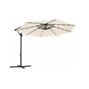 Outdoor Umbrella with Solar-Powered LED Lights Beige