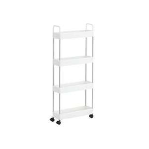 White Narrow Storage Cart with 4 Baskets & Handle