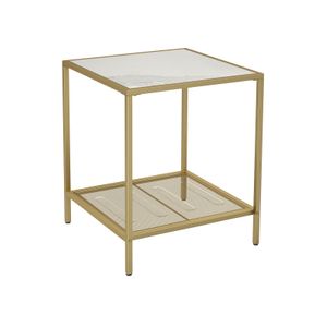 Goldern Square Side Table with Glass Top