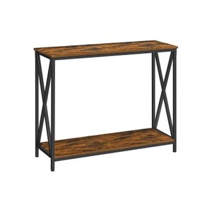 Industrial Brown Sofa Table with Metal Frame