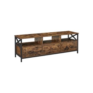 Industrial Brown TV Stand with 3 Drawers