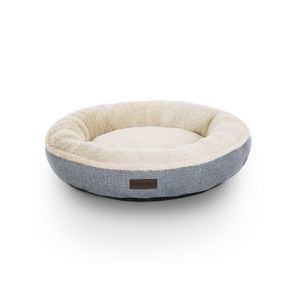 Grey Washable Round Dog Pillow Bed