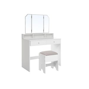 Dressing Table with Tri-Fold Mirror