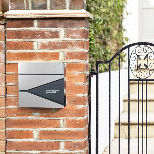 Easy to Install Modern GMB51AS Stainless Steel SONGMICS Mailbox Lockable Wall-Mounted Post Letter Box with Newspaper Holder