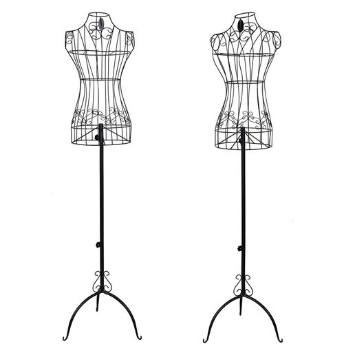 Songmics Vintage Lace Style female Mannequin Torso adjustable Height about 112 cm 170 cm Black Metal Dressmakers HRA10B