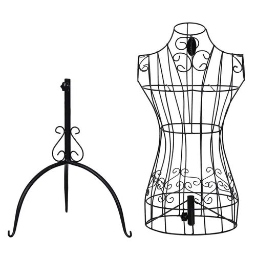 Songmics Vintage Lace Style female Mannequin Torso adjustable Height about 112 cm 170 cm Black Metal Dressmakers HRA10B